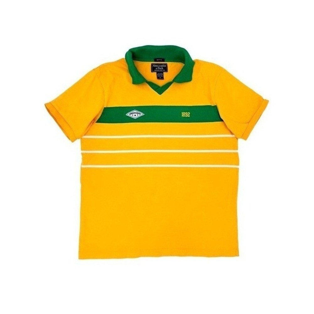 Abercrombie & Fitch Rugby Polo Shirt Men XL Yellow Green Y2K 2000s 1892 #5